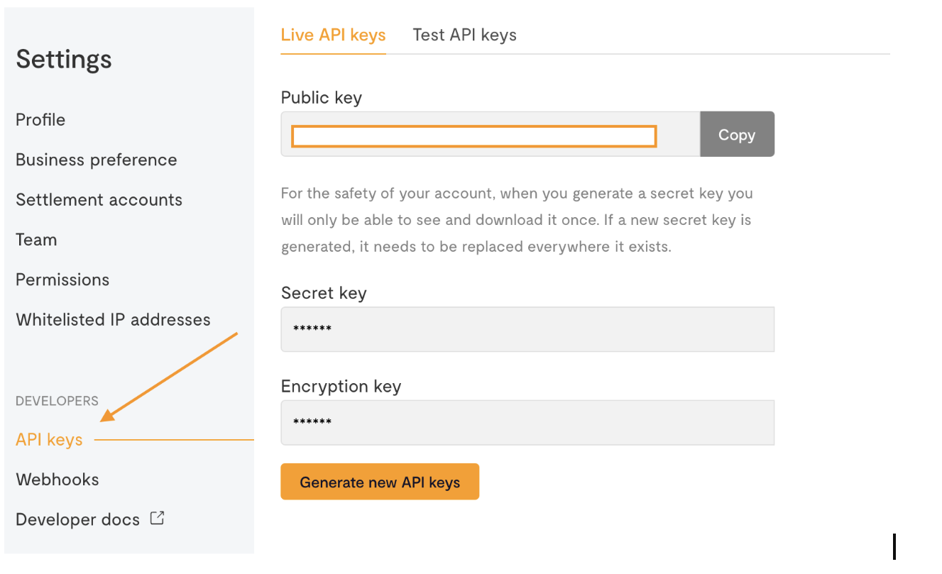 Flutterwave API Keys